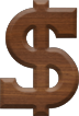 1 Inch Small Wood Letter DOLLAR SIGN