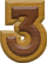 1-1/4 Inch Small Double Raised Wood Letter #3