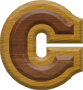 1-1/4 Inch Small Double Raised Wood Letter C