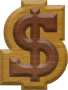 1-1/4 Inch Small Double Raised Wood Letter DOLLAR SIGN