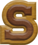 1-1/4 Inch Small Double Raised Wood Letter S