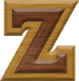 1-1/4 Inch Small Double Raised Wood Letter Z - ZETA