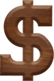1-5/8 Inch Medium Wood Letter DOLLAR SIGN